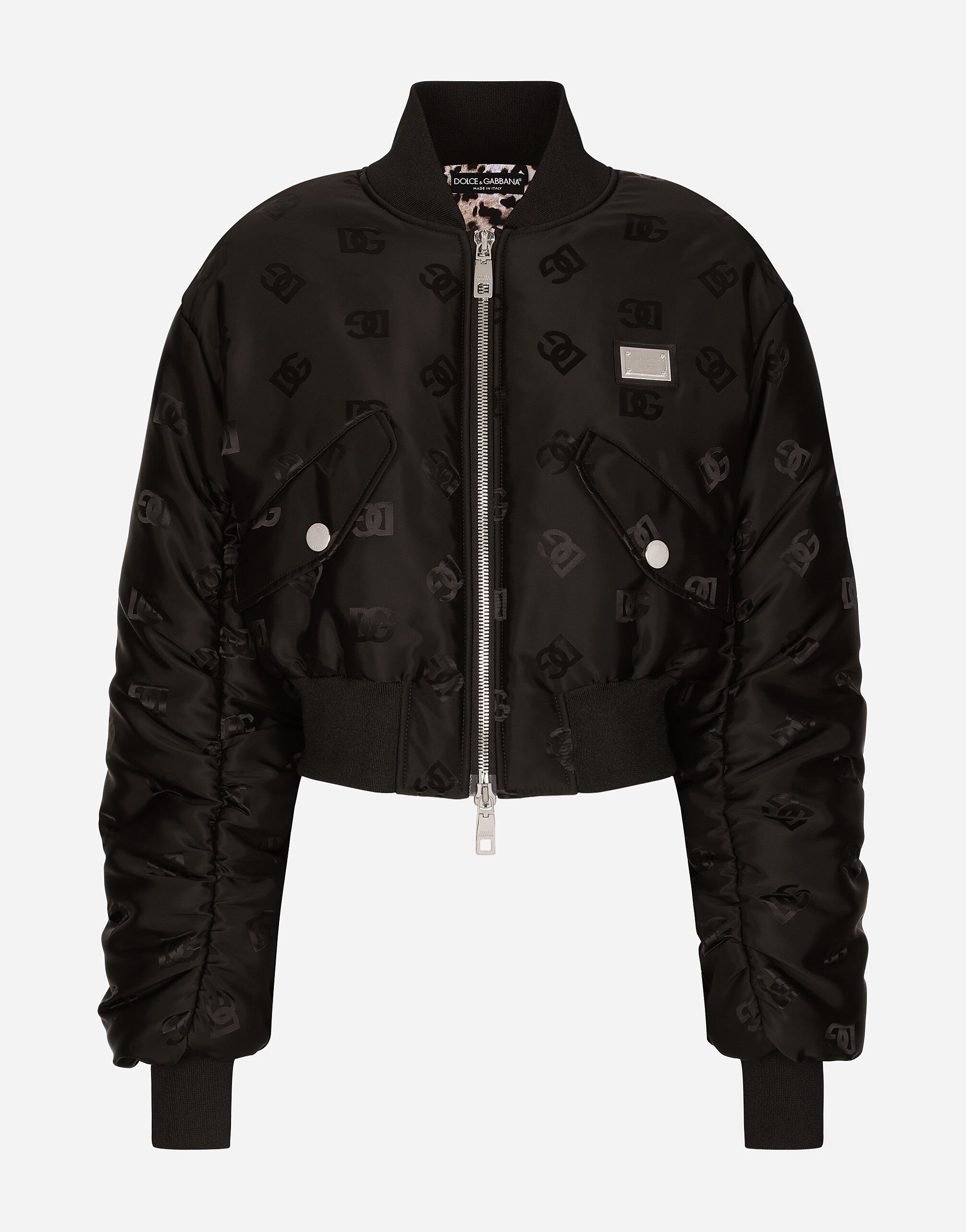 Dolce & Gabbana Technical jacquard bomber jacket with DG logo Black FX340ZJAIJ8