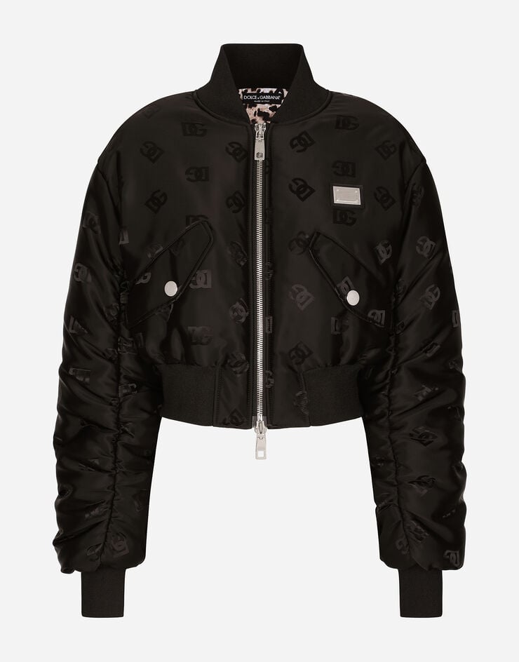 Dolce & Gabbana Technical jacquard bomber jacket with DG logo Black F9P42TFJSCF