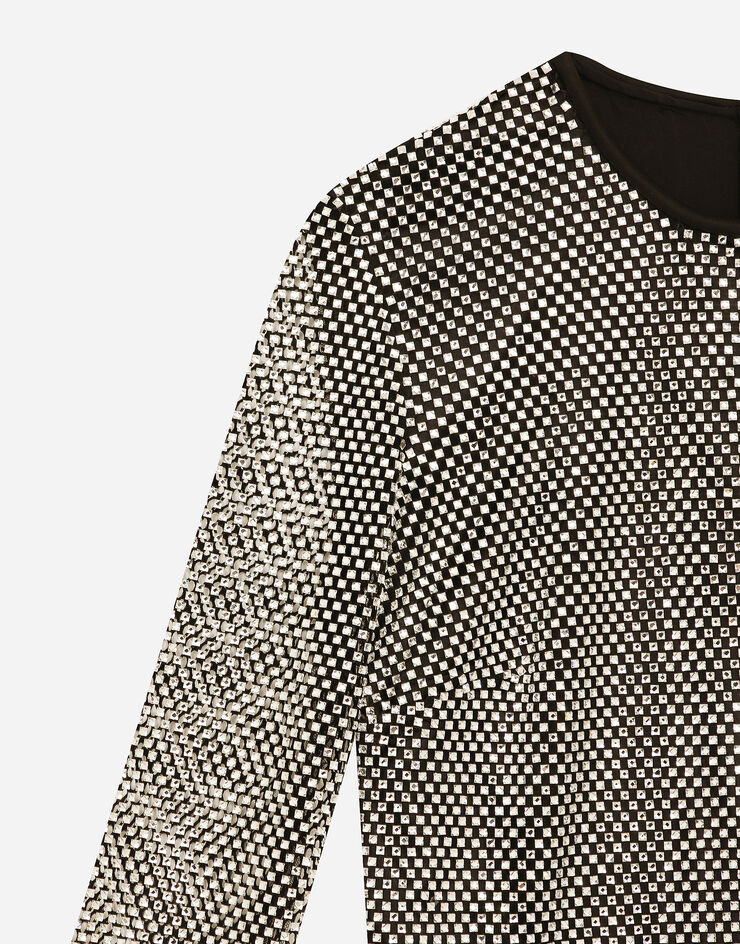 Dolce & Gabbana Bluse aus Crystal-Mesh Silber F7AJ2THLSA0