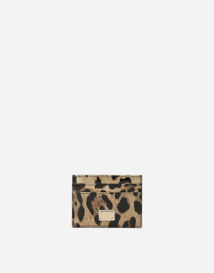 Dolce & Gabbana Tarjetero en piel de becerro brillante con estampado de leopardo Estampado Animalier BI0330AM568