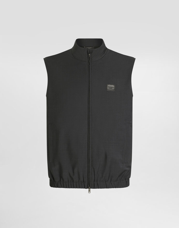Dolce & Gabbana Chaleco de tela de lana con placa Gris G9BMWTFURK8