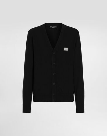 Dolce & Gabbana Cashmere and wool cardigan with branded tag Multicolor GKLOMTFRBC0