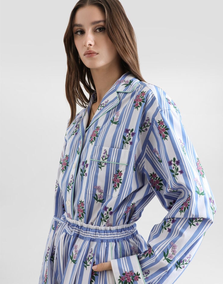 Dolce & Gabbana Poplin shirt with flower embroidery Multicolor F5U37ZGDDSP