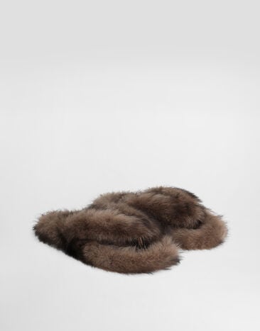 Dolce & Gabbana Shearling flip-flops Brown CQ0714A9Y88