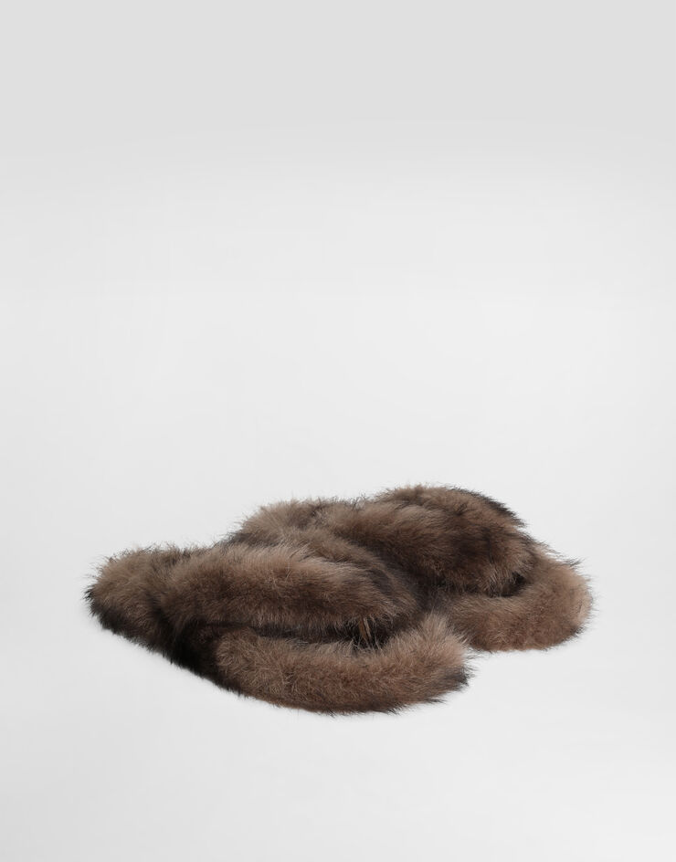 Dolce & Gabbana Shearling flip-flops Brown CQ0714A9Y88