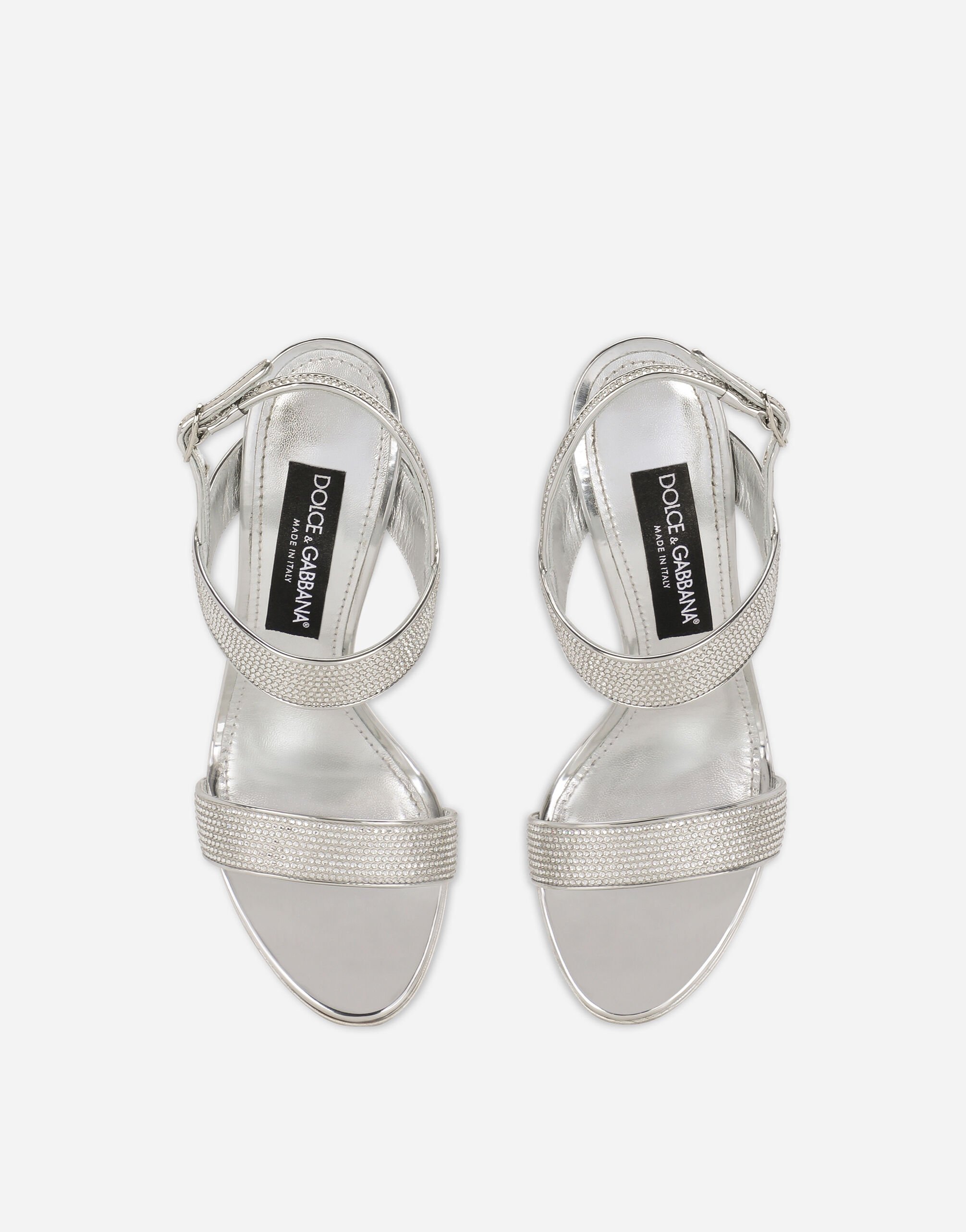 Satin sandals with fusible rhinestones in Grey for Women | Dolce&Gabbana® US