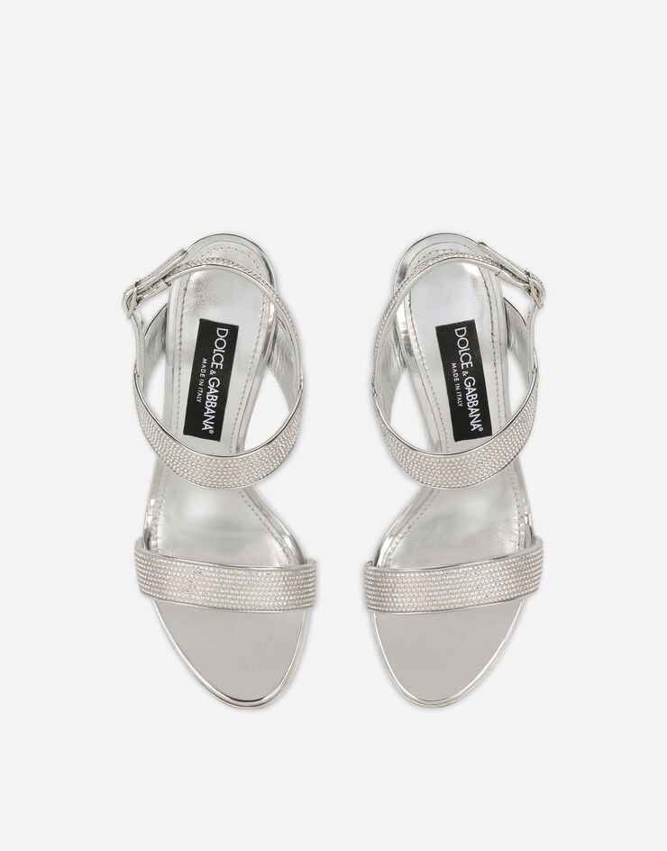 Dolce & Gabbana KIM DOLCE&GABBANA Satin sandals with fusible rhinestones Grey CR1550AN191