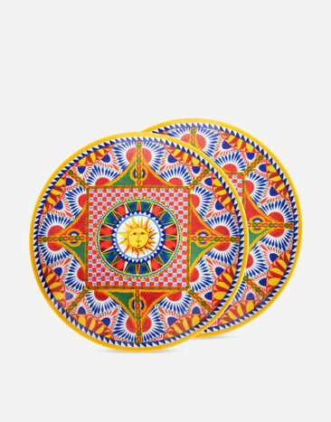 Dolce & Gabbana Set 2 Porcelain Dinner Plates Multicolor TC0S04TCA88