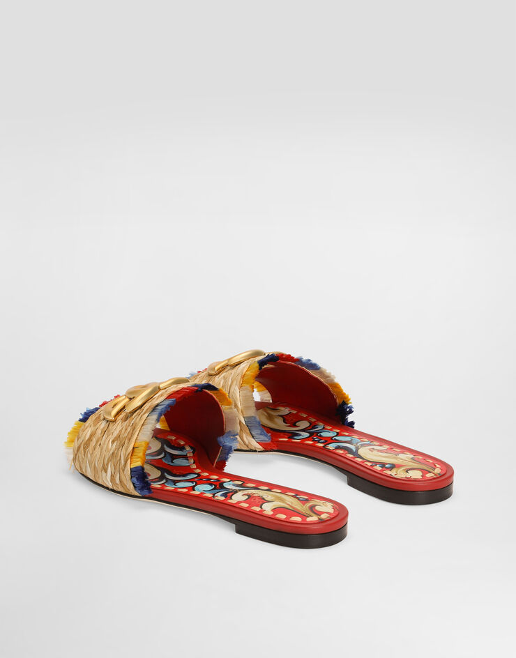 Dolce & Gabbana Raffia flat slides Multicolor CQ0646A0451