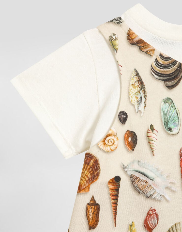 Dolce & Gabbana Shell-print short-sleeved jersey romper Multicolor L1JO6KG7PEN