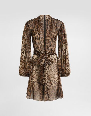 Dolce & Gabbana Kleid aus Chiffon mit Leo-Print Drucken F612JTFS1AR