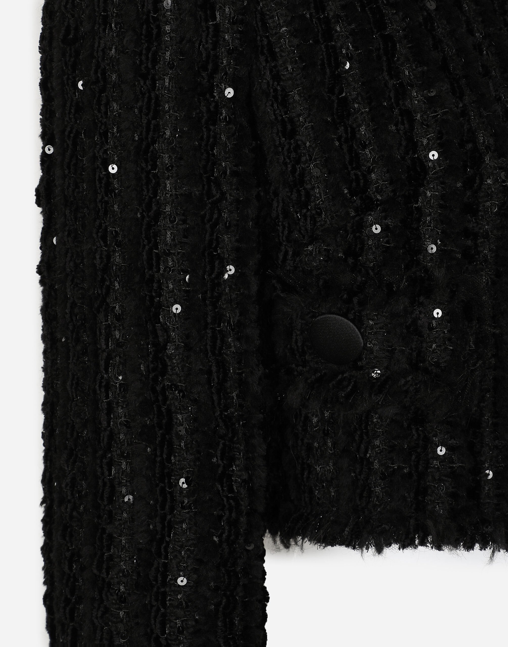 Short tweed jacket with micro-sequin embellishment in Black
