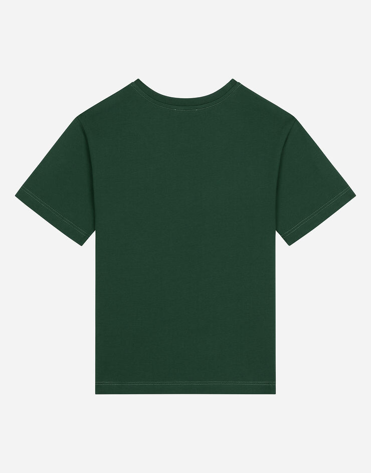 Dolce & Gabbana Jersey T-shirt with logo print Green L4JTEYG7E5G