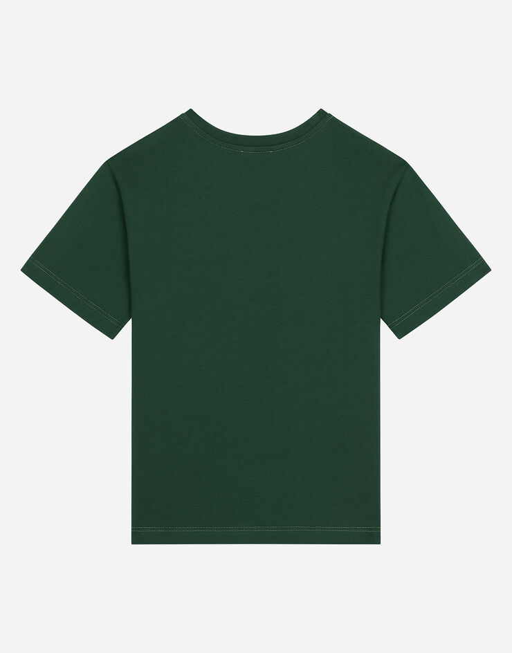 Dolce & Gabbana T-shirt in jersey stampa logo Verde L4JTEYG7E5G