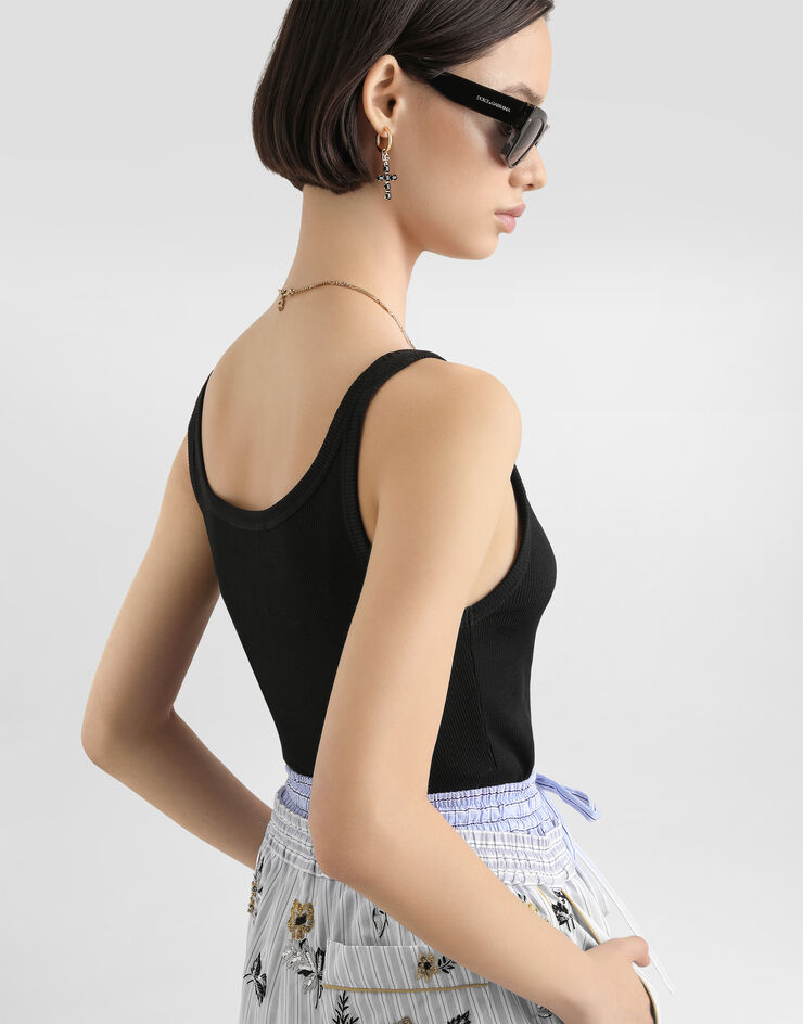 Dolce & Gabbana Ribbed tank top Black F8W45TFU7AV