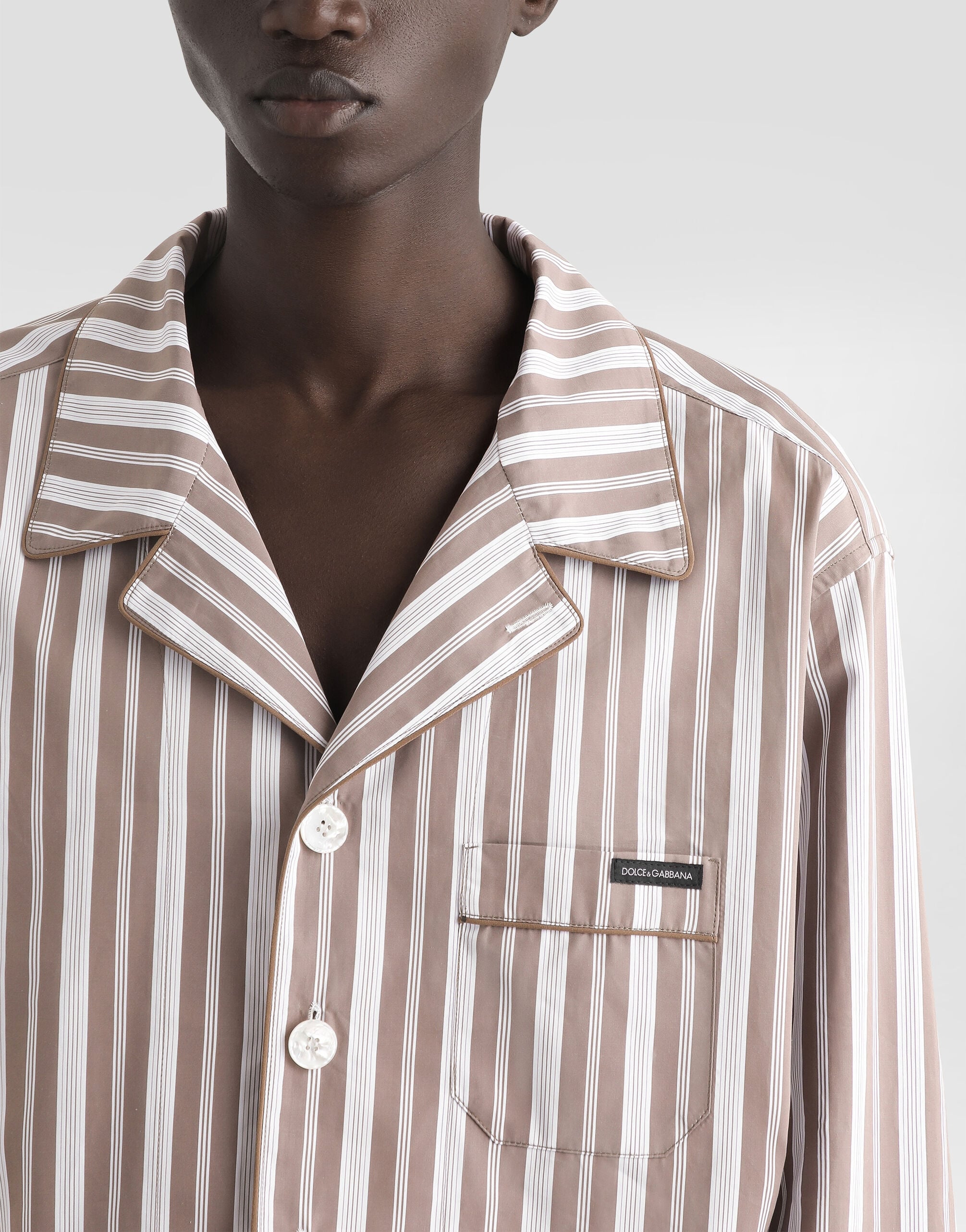 Compact striped poplin vanity shirt - thumbnail 5