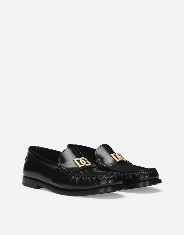 Dolce & Gabbana Mocassins en cuir de veau brossé Noir A30248AQ237