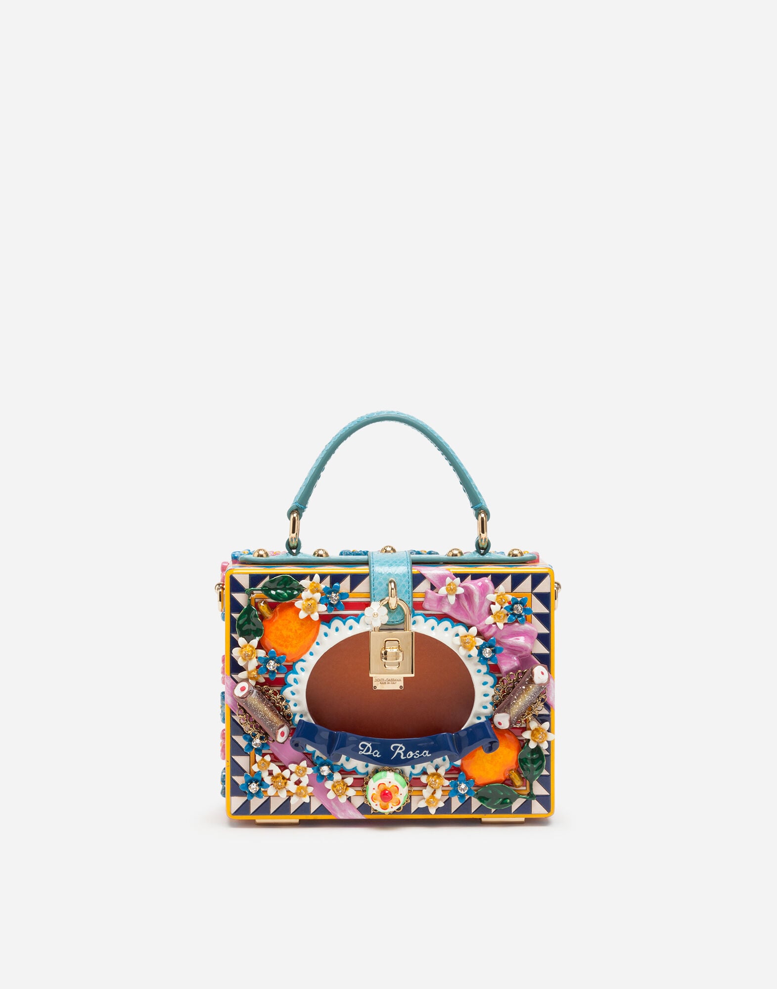 Dolce Box bag in hand-painted wood in MULTICOLOR for Women