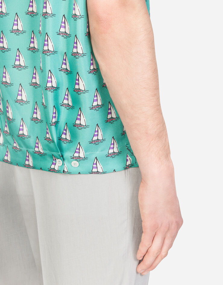Dolce & Gabbana Hawaii shirt in sailboat print GREEN G5GX1THS187
