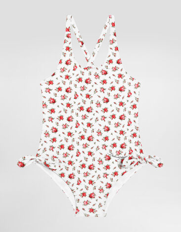Dolce & Gabbana Small rose-print one-piece swimsuit Multicolor L5J876ON0DT