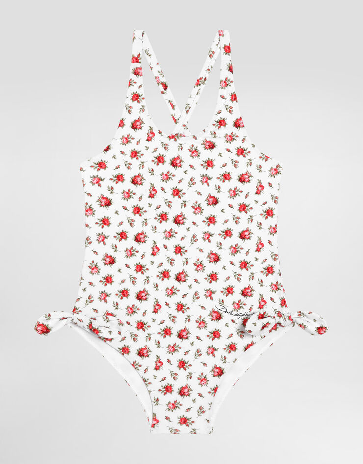 Dolce & Gabbana Small rose-print one-piece swimsuit Multicolor L5J876ON0DT