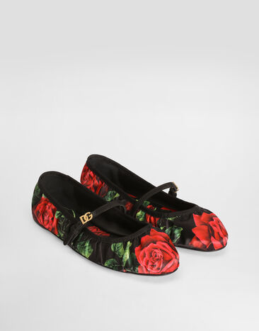 Dolce & Gabbana Rose-print satin ballet flats Multicolor CB0288A0709