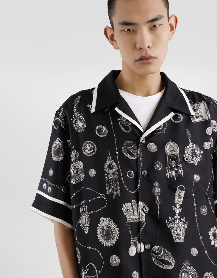 Dolce & Gabbana Medal-print hawaii silk twill shirt Print G5JH9THI1ZR
