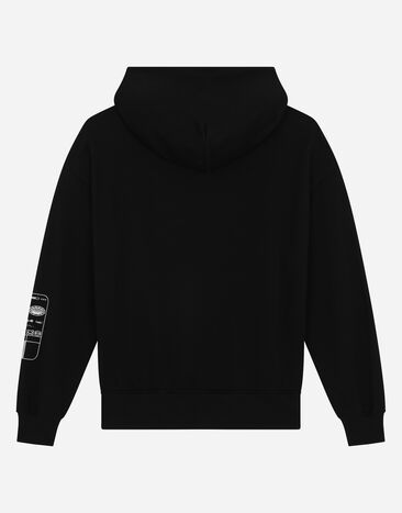 Dolce & Gabbana Sweat-shirt en jersey à capuche avec logo DGVIB3 Noir L7JWJSG7M7B
