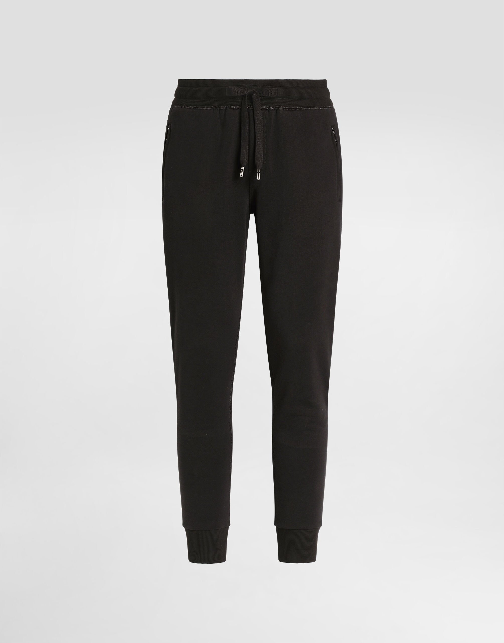 Jersey jogging pants with branded tag in Black for Men Dolce Gabbana