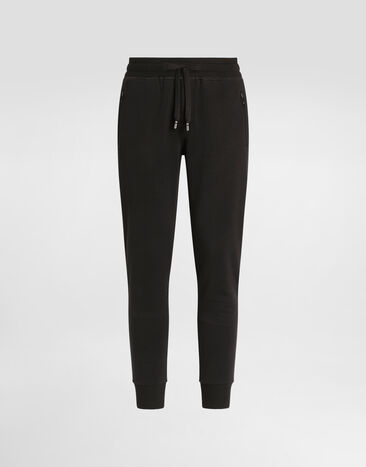 Dolce&Gabbana Jersey jogging pants with branded tag Black GVXQHTG7F2G