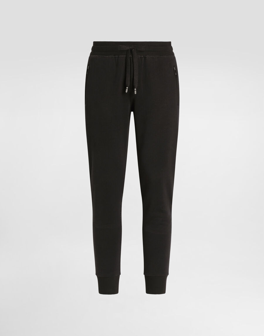 Jersey jogging pants with branded tag