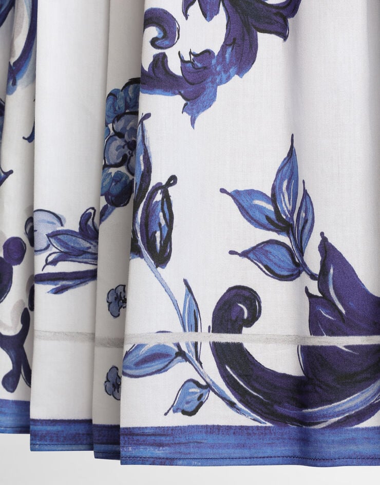 Dolce & Gabbana Majolica-print long cotton satin skirt Print I4O19WHS5T2