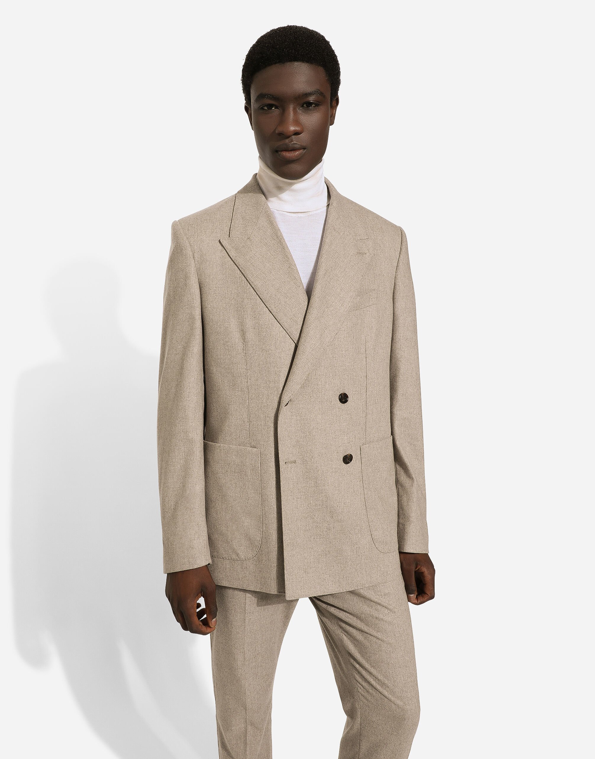 Deconstructed double-breasted cashmere jacket in Beige for Men
