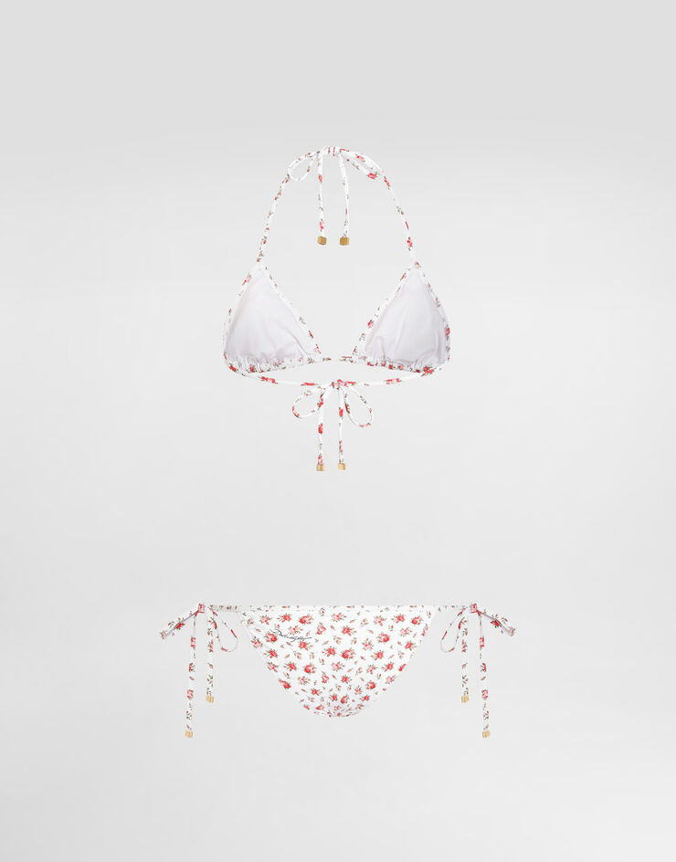 Dolce & Gabbana Small rose-print triangle bikini Multicolor O8A02JON0D1