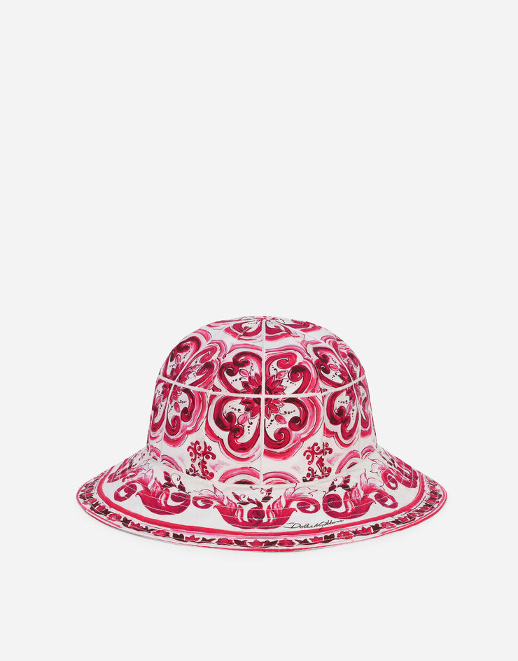 Dolce & Gabbana Chapeau en popeline à imprimé majoliques Multicolore LB4H48G7E1J