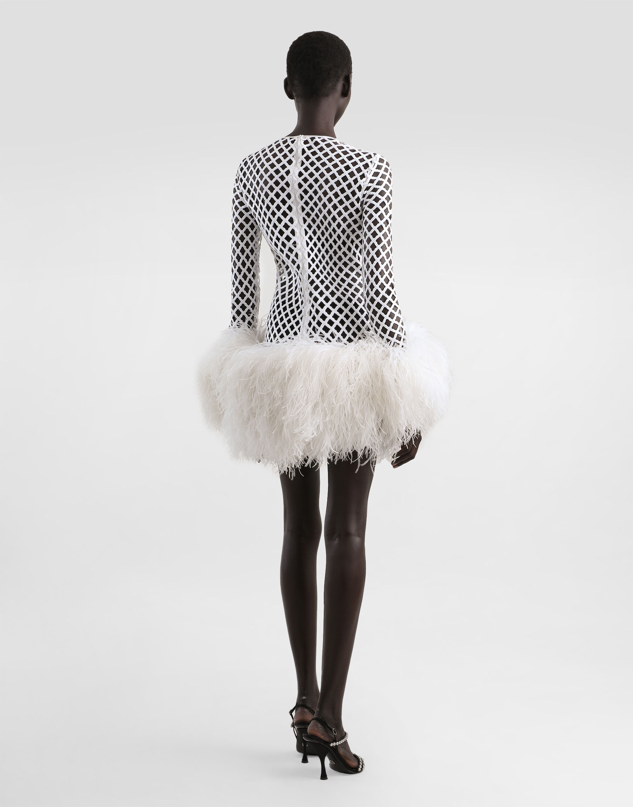 Short mesh dress with sequins - thumbnail 3