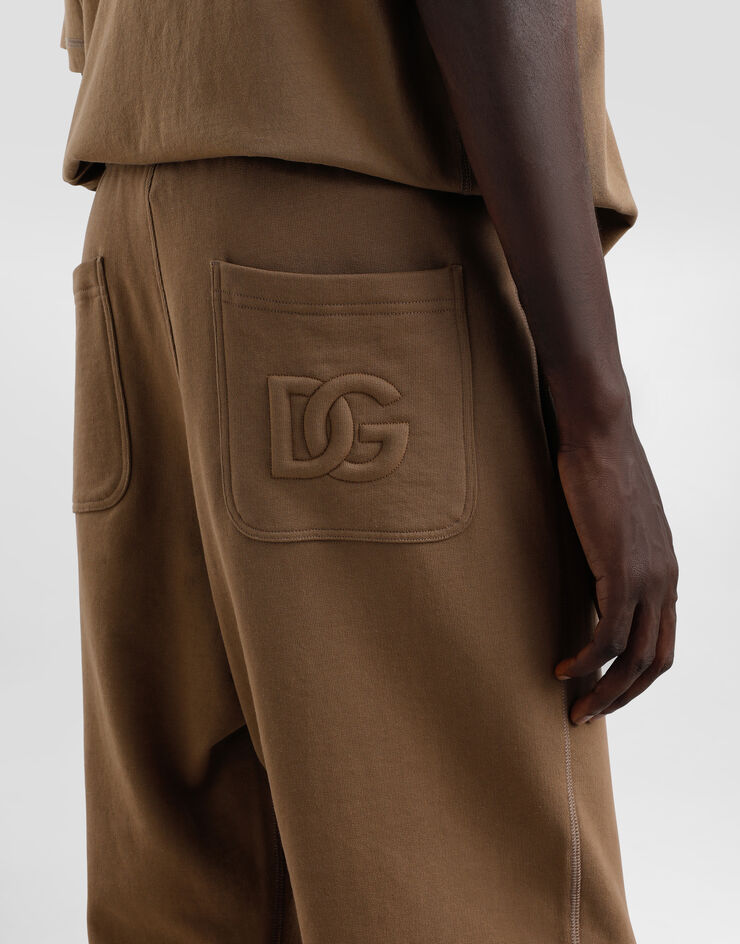 Dolce & Gabbana Stretch jersey jogging pants with embroidery Brown GP0M3ZG7O2P