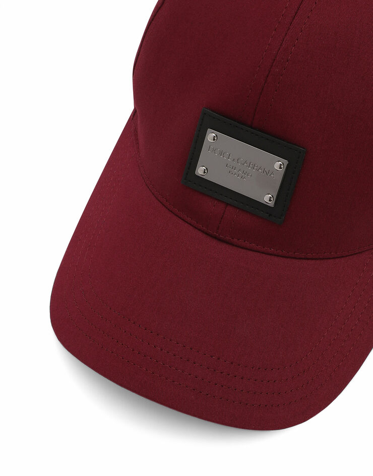 Dolce & Gabbana Cotton baseball cap with logo tag Bordeaux GH590AGF421