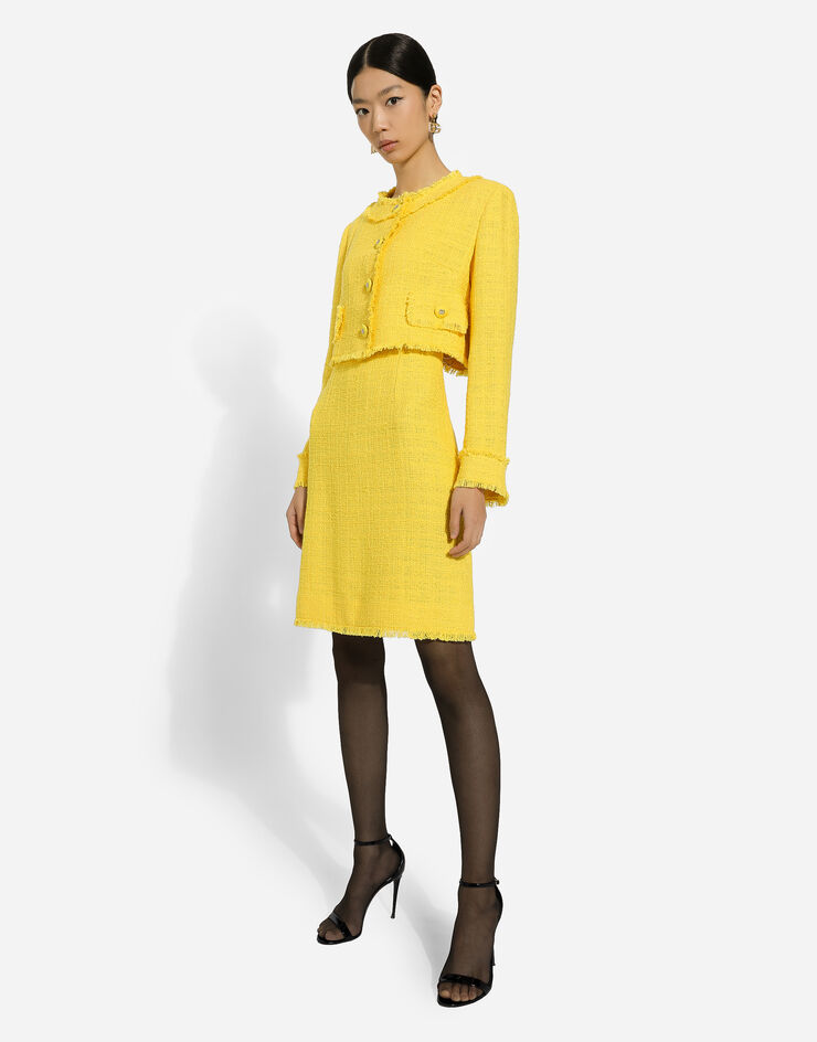 Short raschel tweed jacket in Yellow for Women Dolce&Gabbana® US