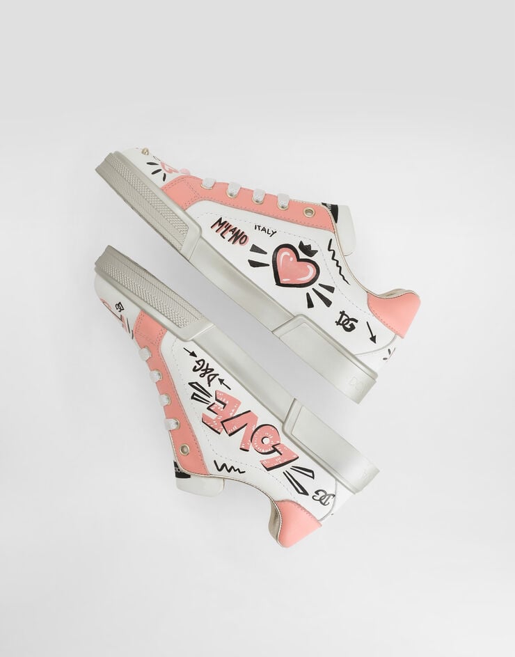 Dolce & Gabbana Portofino light calfskin sneakers with embroidery Multicolor D11390AZ260