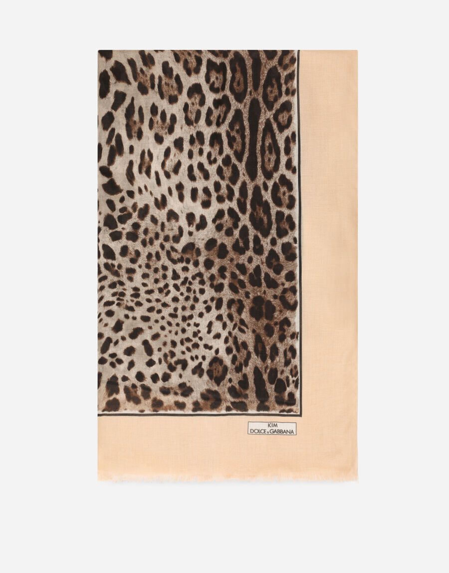 Leopard-print cashmere and modal scarf (135 x 200)