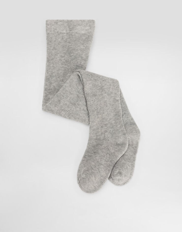Dolce & Gabbana Perforated tights with DG logo Grey LBKAF1JBCDQ