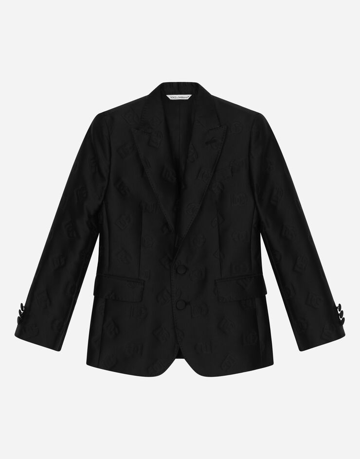 DolceGabbanaSpa Chaqueta clásica Sicilia en jacquard de seda con dos botones Noir L41J73HJMO3