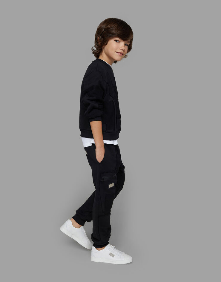 Dolce&Gabbana Jersey jogging pants with patchwork Negro L4JPIMG7K2F