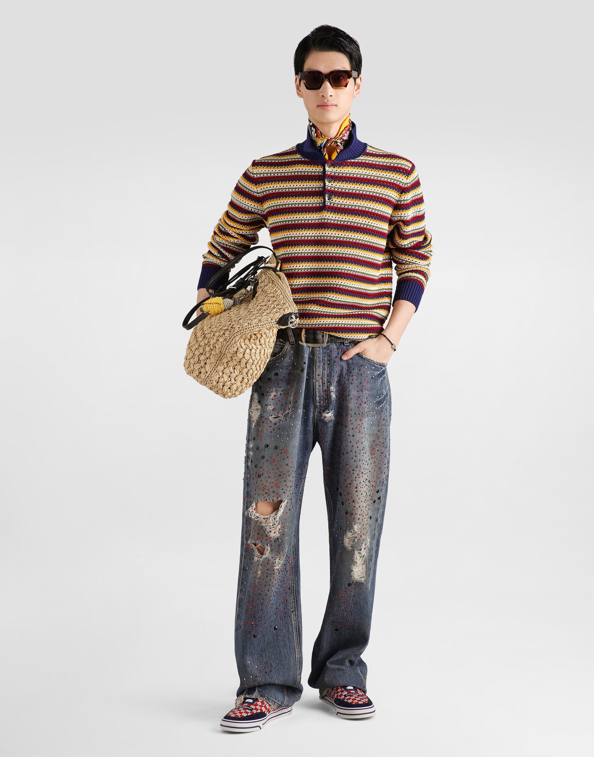 Multicolorのメンズ ストライプ コットン ポロシャツ | Dolce&Gabbana®