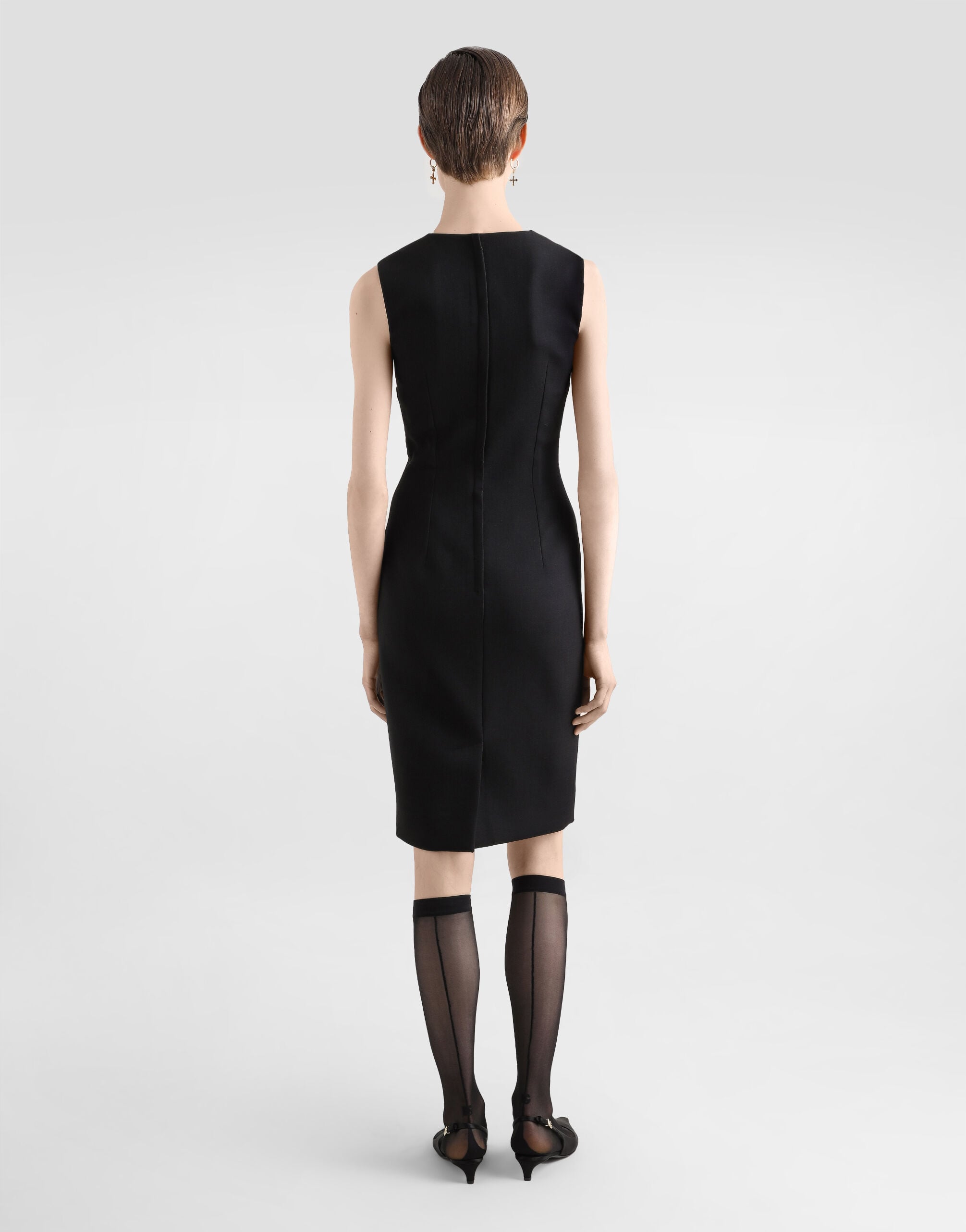 Wool calf-length sheath dress - thumbnail 3