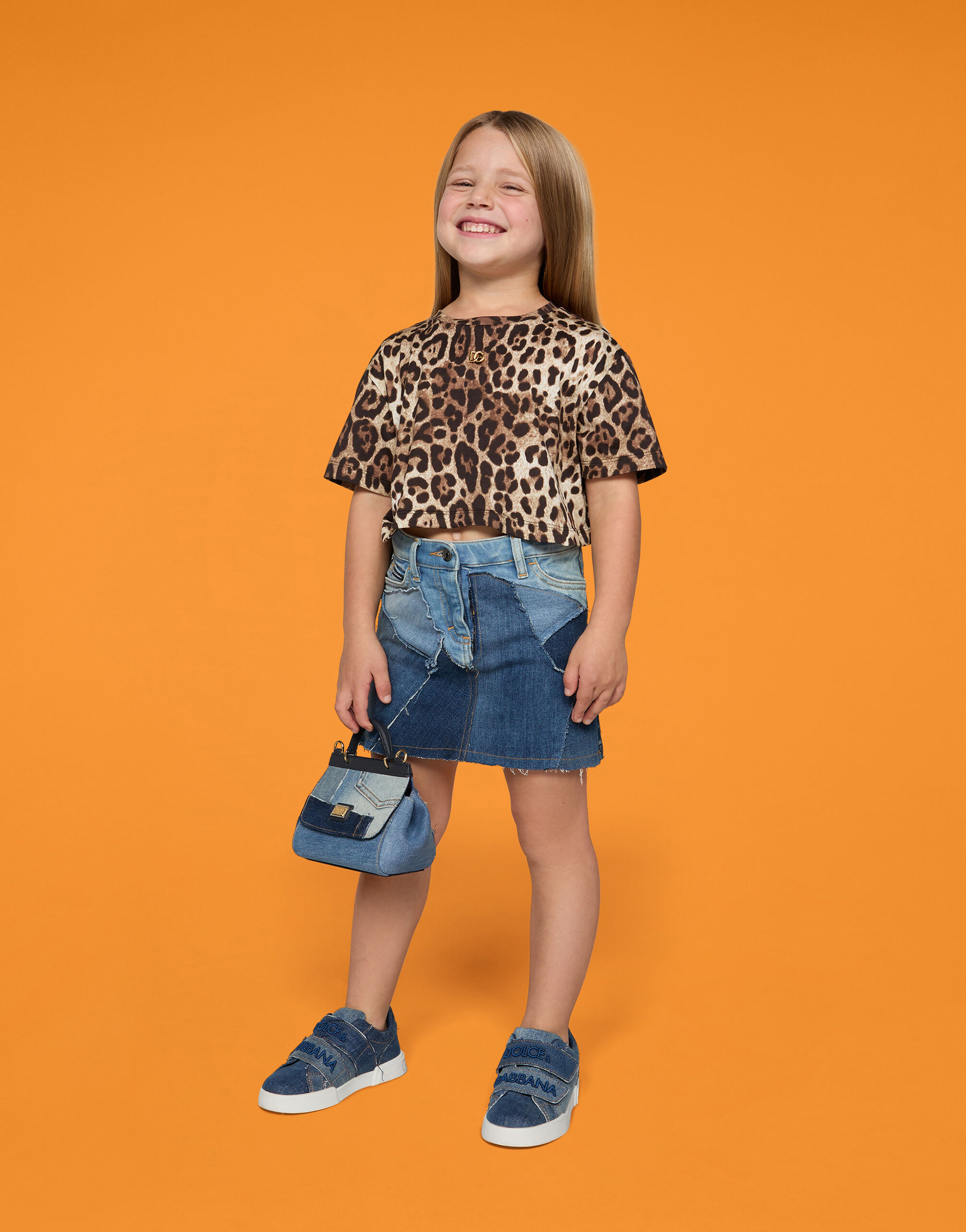 Denim patchwork mini Sicily bag in Blue for Girls Dolce Gabbana
