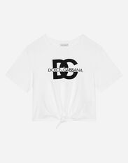 Dolce & Gabbana Jersey T-shirt with DG logo and bow White D11032A1735