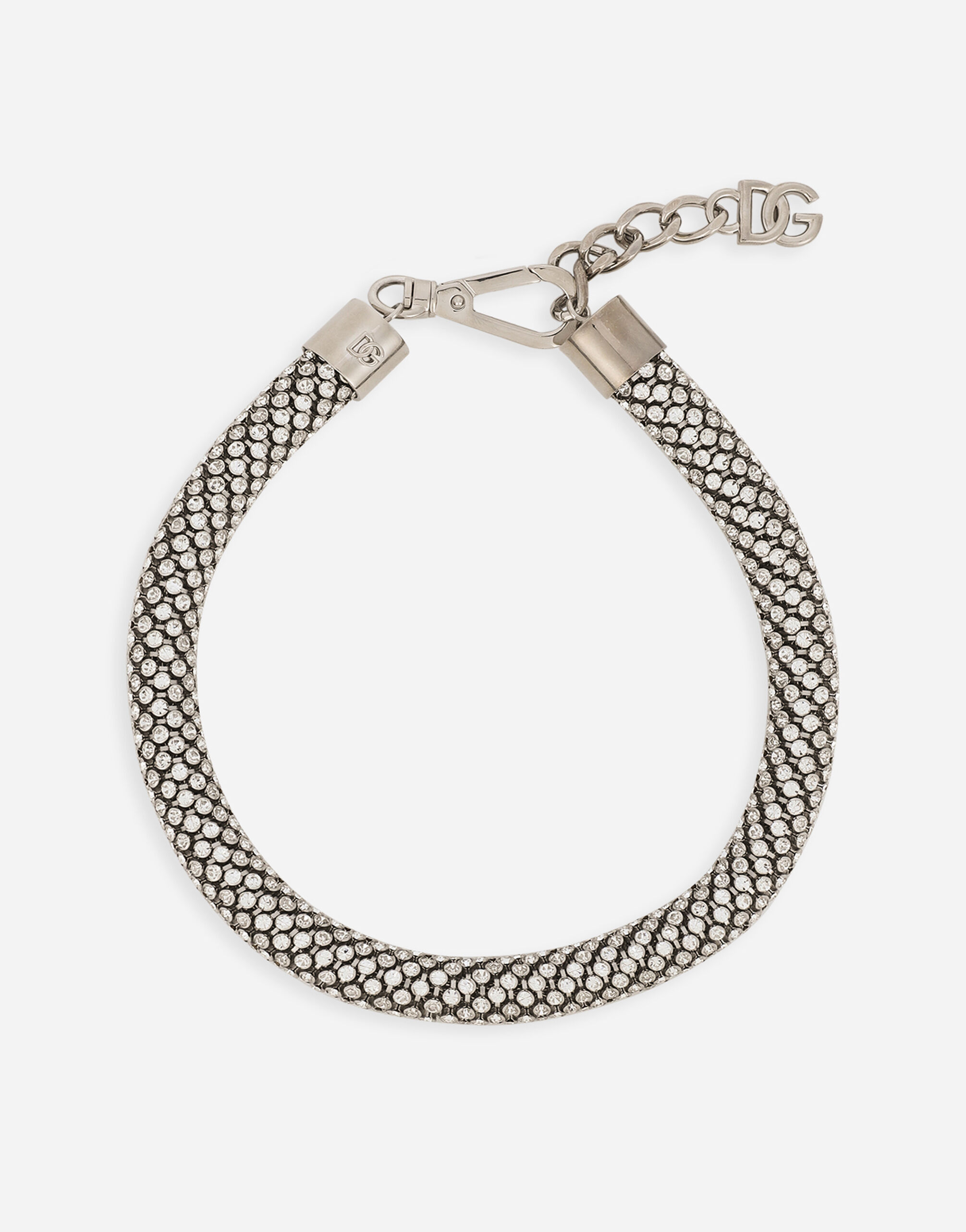 Tubular choker with rhinestones in Silver for Women | Dolce&Gabbana®