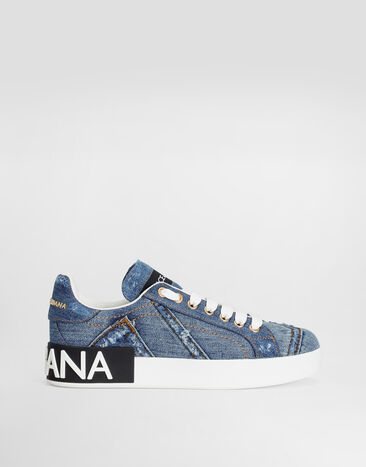 Dolce & Gabbana Calfskin Portofino sneakers with DG logo Blue CK1544AD481